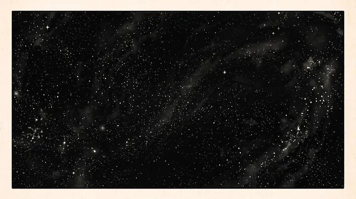 A river of stars flowing in a long S-curve through deep space, galaxies forming along its bends.